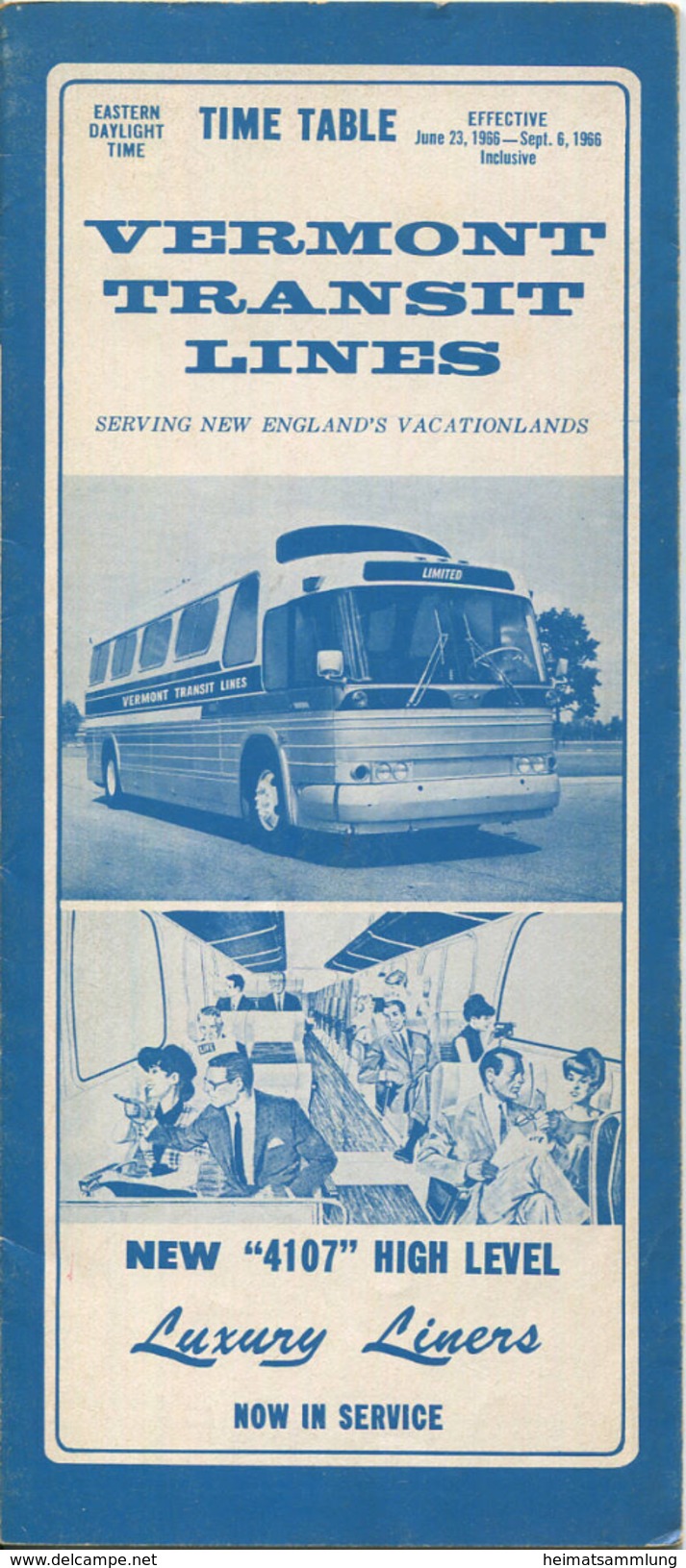 Time Table 1966 - Vermont Transit Lines - 8 Seiten - Mondo