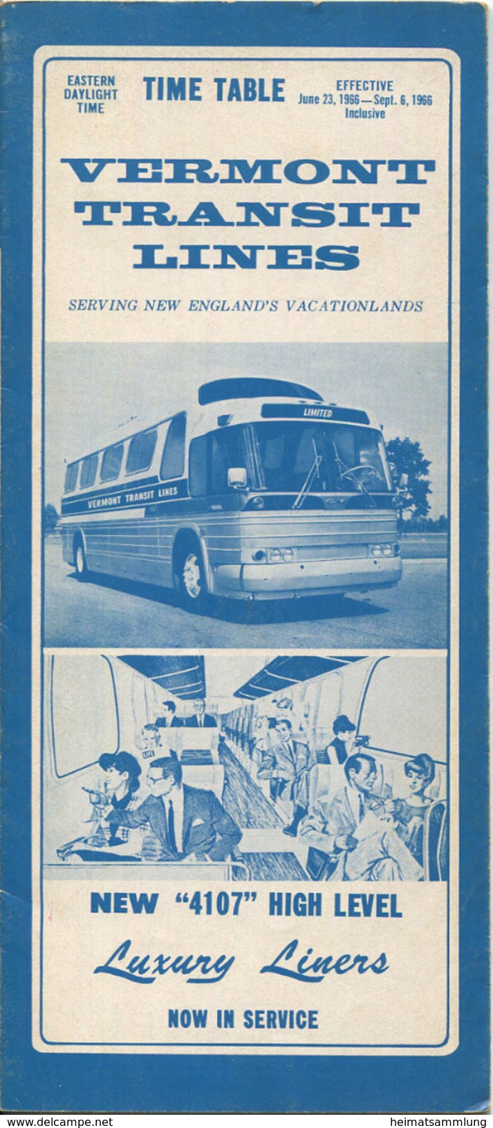Time Table 1966 - Vermont Transit Lines - 8 Seiten - Monde