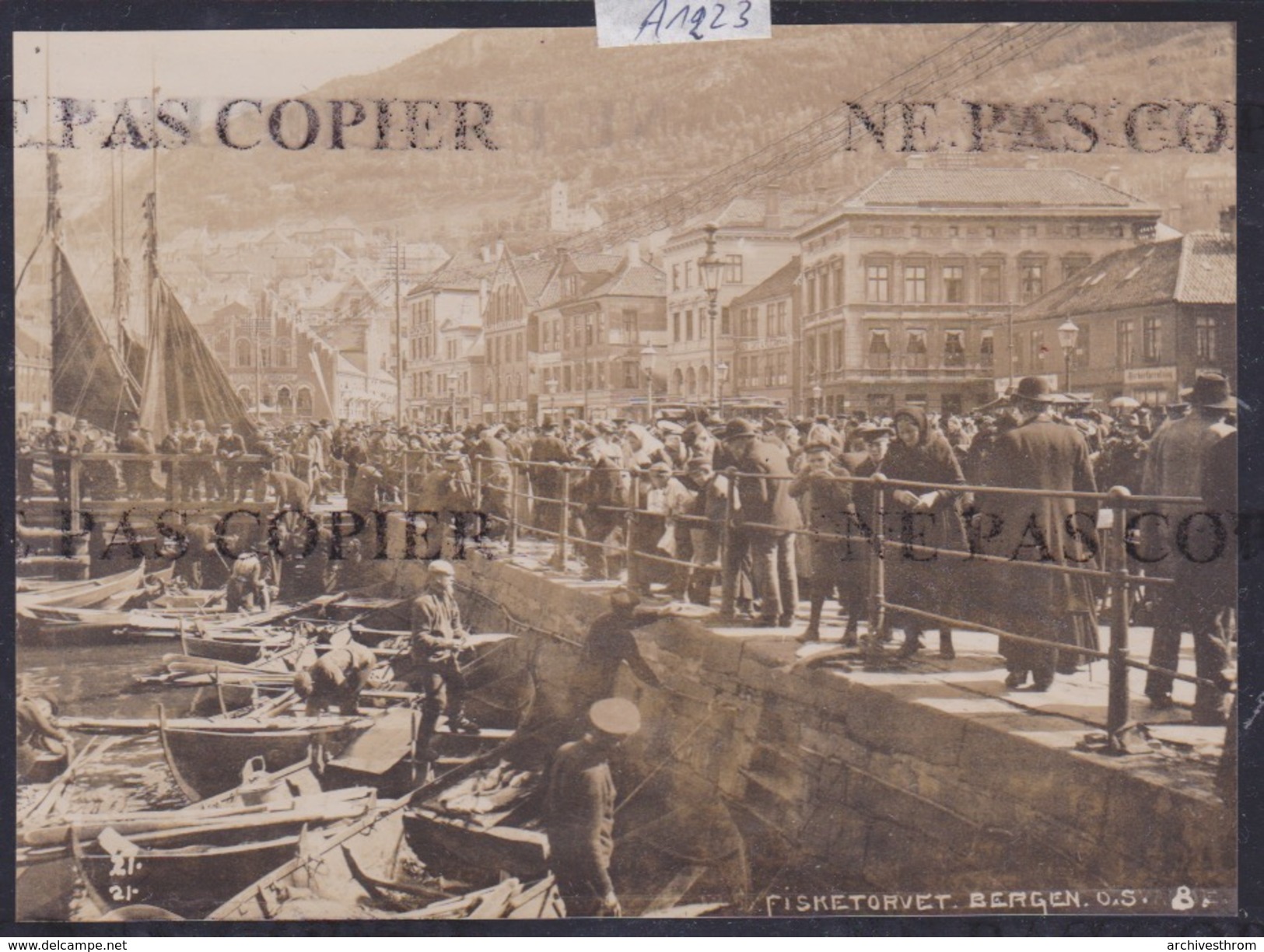 Bergen - Fisketorvet - 1916 ( Photo Originale O. Svanöe) (format 11 / 15 Cm) (A 1223) - Norvège