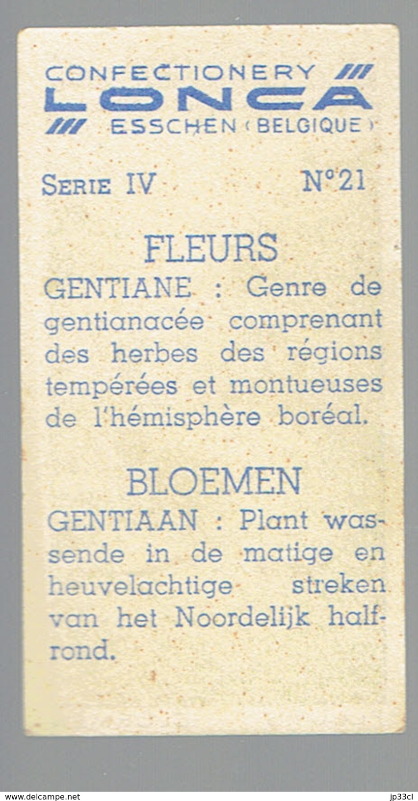 Ancien Chromo Confectionery Lonca Esschen N° 21 Gentiane Gentiaan - Autres & Non Classés