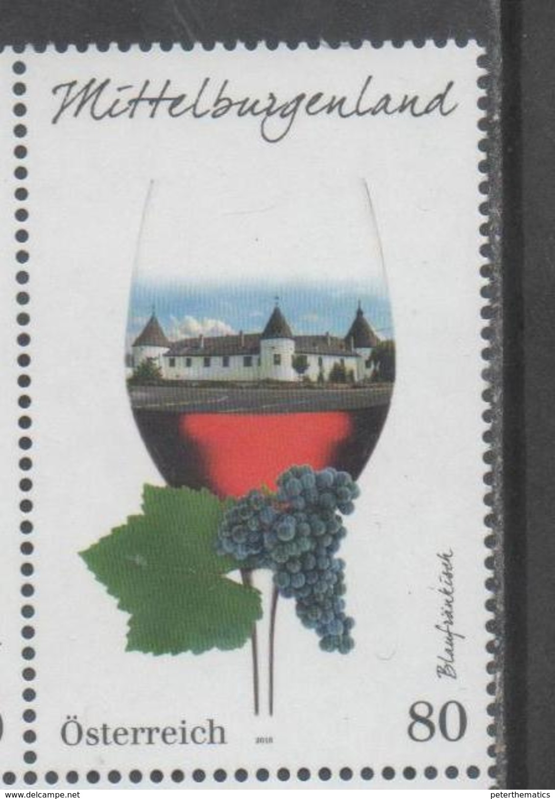 AUSTRIA, 2016, MNH, WINES, GRAPES,  WINE REGIONS, MITTELBURGENLAND, 1v - Wines & Alcohols