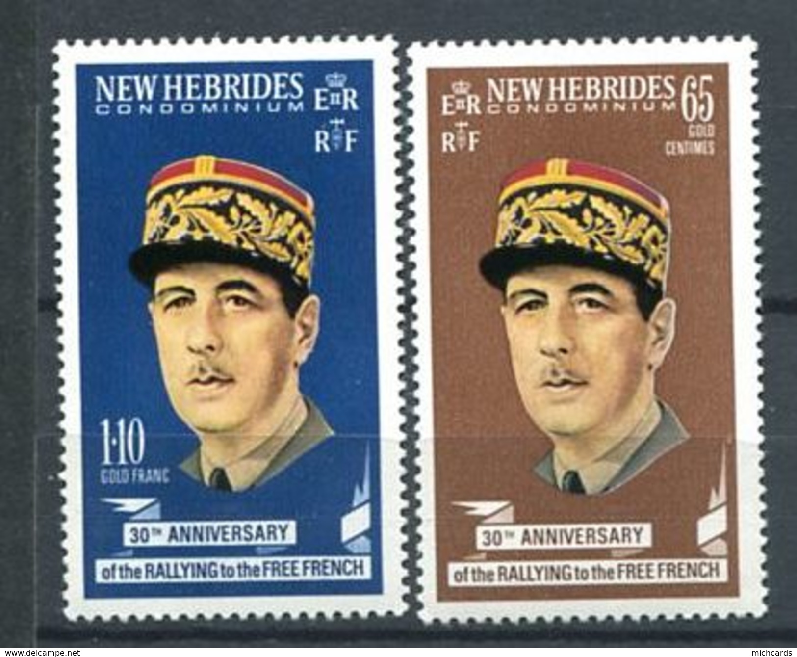 156 NEW HEBRIDES 1970 - Yvert 296/97 - Charles De Gaulle - Neuf ** (MNH) Sans Trace De Charniere - Neufs