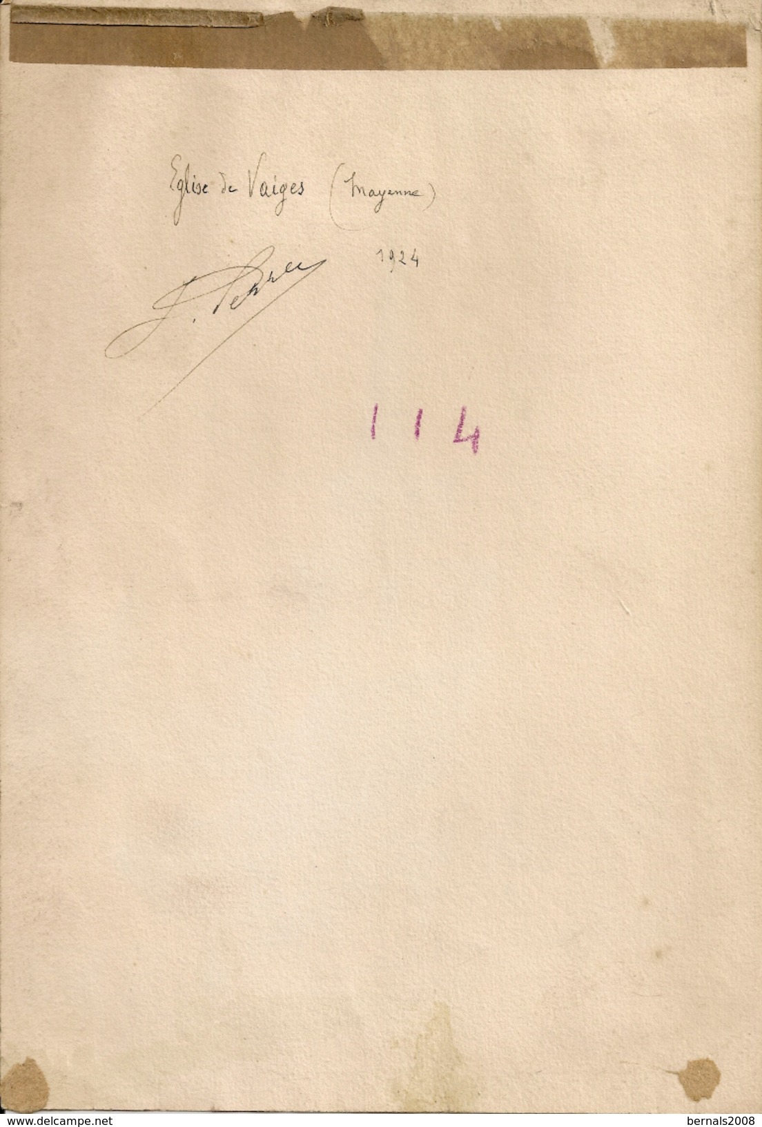 Autographe Artiste Peintre - Village De Mayenne 53 - église De VAIGES 1924- JULIEN PERREY - 26 X 17,5 Cm - Aquarelles