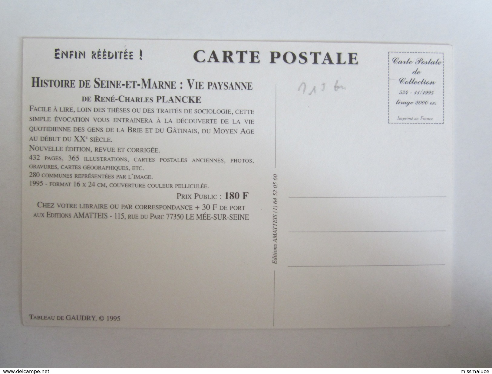 Editions Amatteis 77 Seine Et Marne Histoire De Seine Et Marne Agriculture - Le Mee Sur Seine