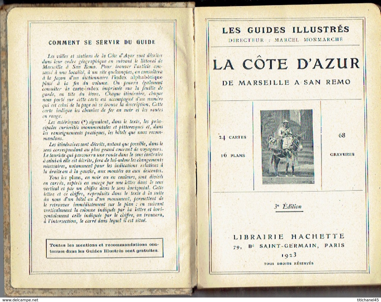 LA COTE D'AZUR ILLUSTREE DE MARSEILLE A SAN REMO - 1923 LES GUIDES ILLUSTRES HACHETTE - Côte D'Azur