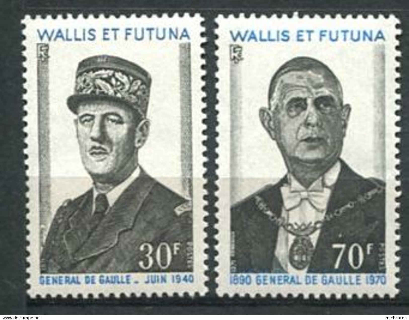 156 WALLIS Et FUTUNA 1971 - Yvert 180/81 - General De Gaulle 40 Et 70 - Neuf ** (MNH) Sans Trace De Charniere - Unused Stamps