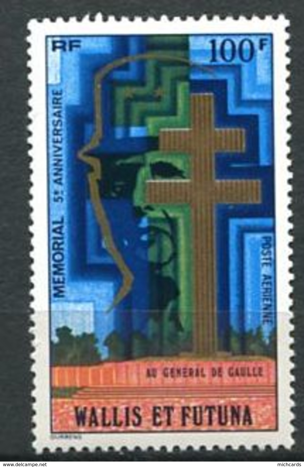 156 WALLIS Et FUTUNA 1977 - Yvert A 74 - General De Gaulle Croix De Lorraine - Neuf ** (MNH) Sans Trace De Charniere - Unused Stamps