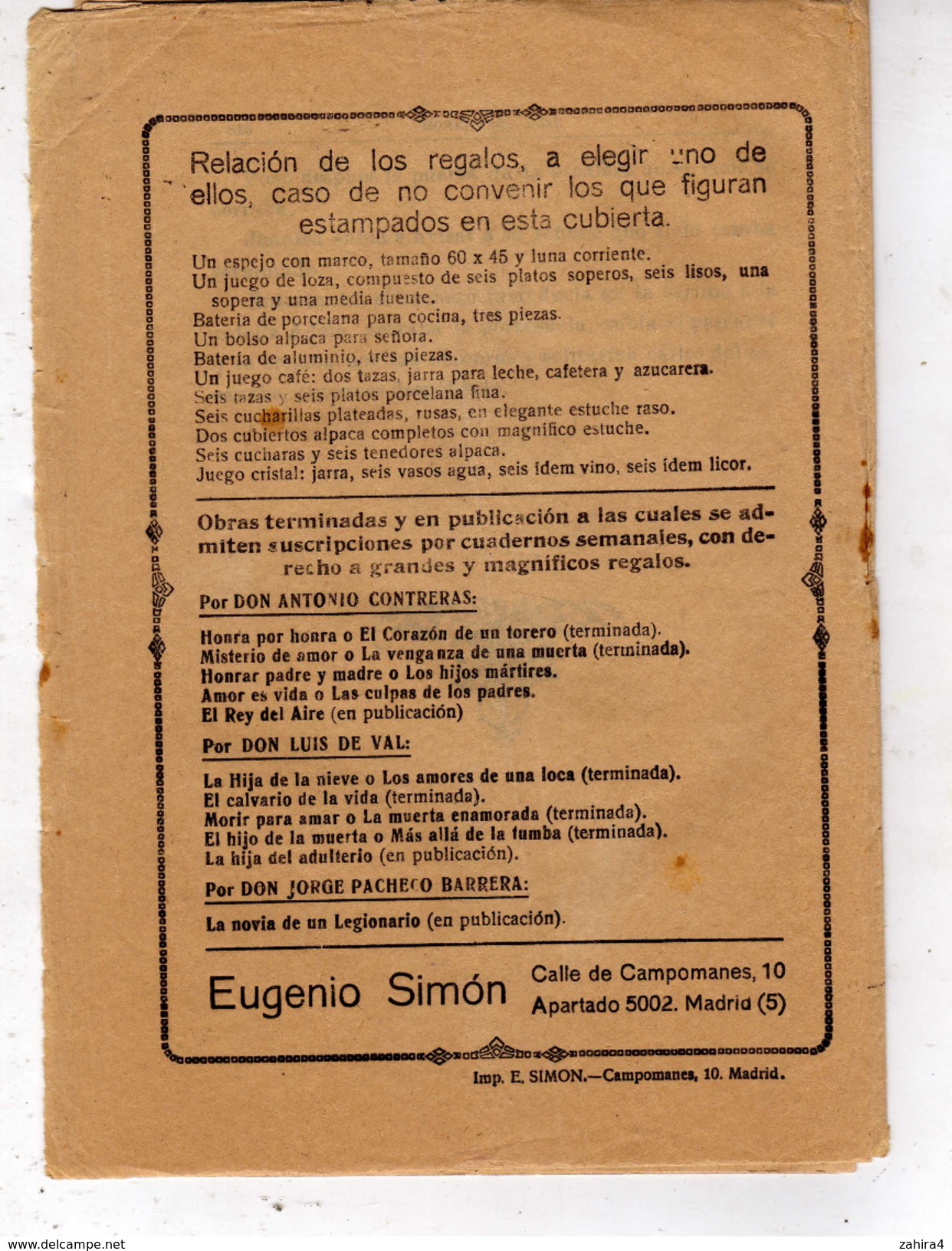 Lote - El Soldado Desconocido Por A.Fossati-Morir Para Amar O La Muerta Enamorada Por Luis De Val-Eugenio Simon Madrid - Autres & Non Classés