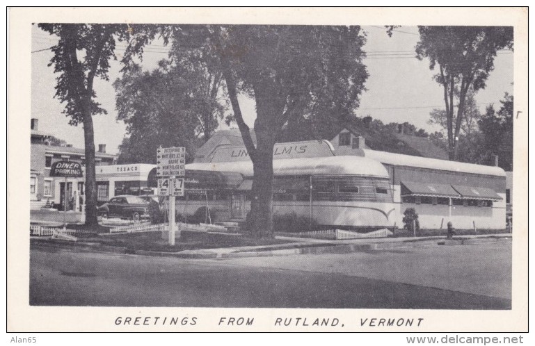 Rutland Vermont, Lindhom's Diners Dining Architecture, C1950s Vintage Postcard - Rutland