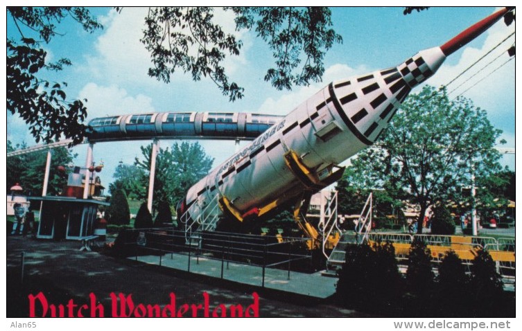 Lancaster Pennsylvania, Dutch Wonderworld Amusement Park, Rocket Ride, C1960s Vintage Postcard - Lancaster