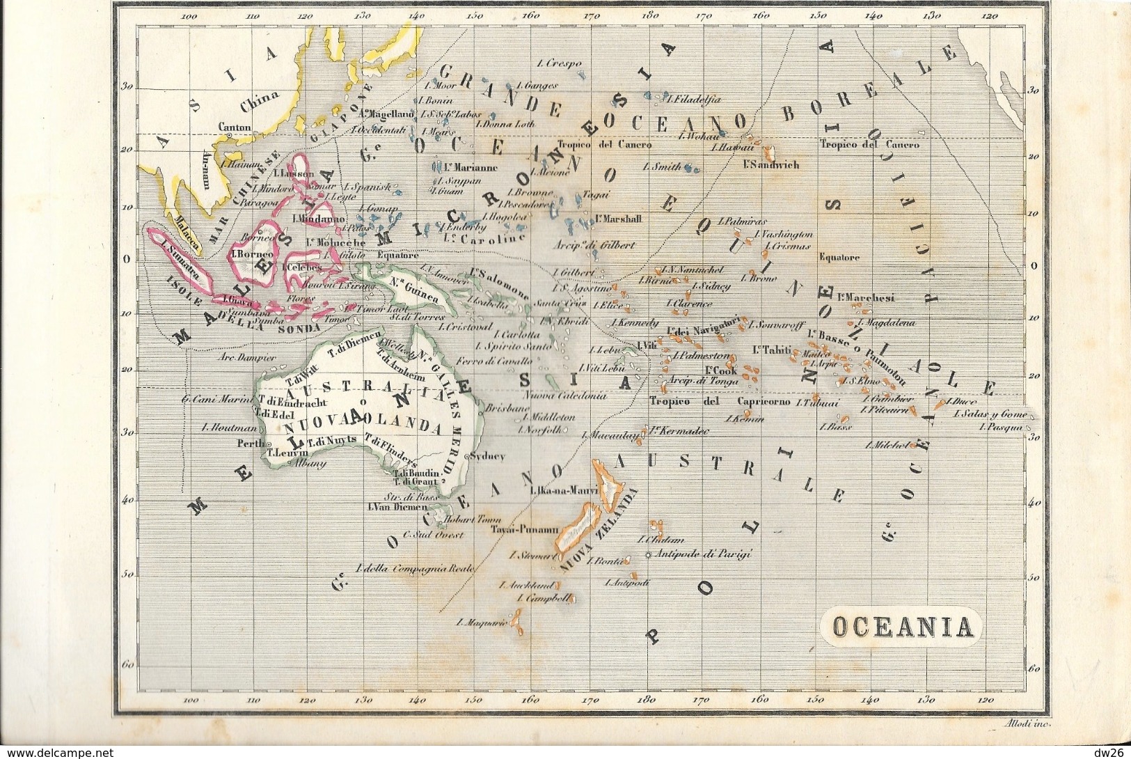 Carte Géographique Du XIXe Siècle - Oceania: Grande Oceano Boreale Et Australe - Geographische Kaarten