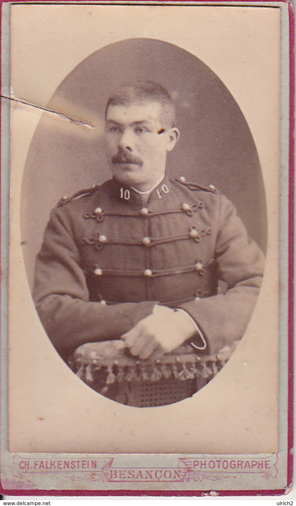 CDV Foto Französischer Soldat - Soldat Francais - Atelier Falkenstein, Besancon -  Ca. 1900 (26057) - Krieg, Militär