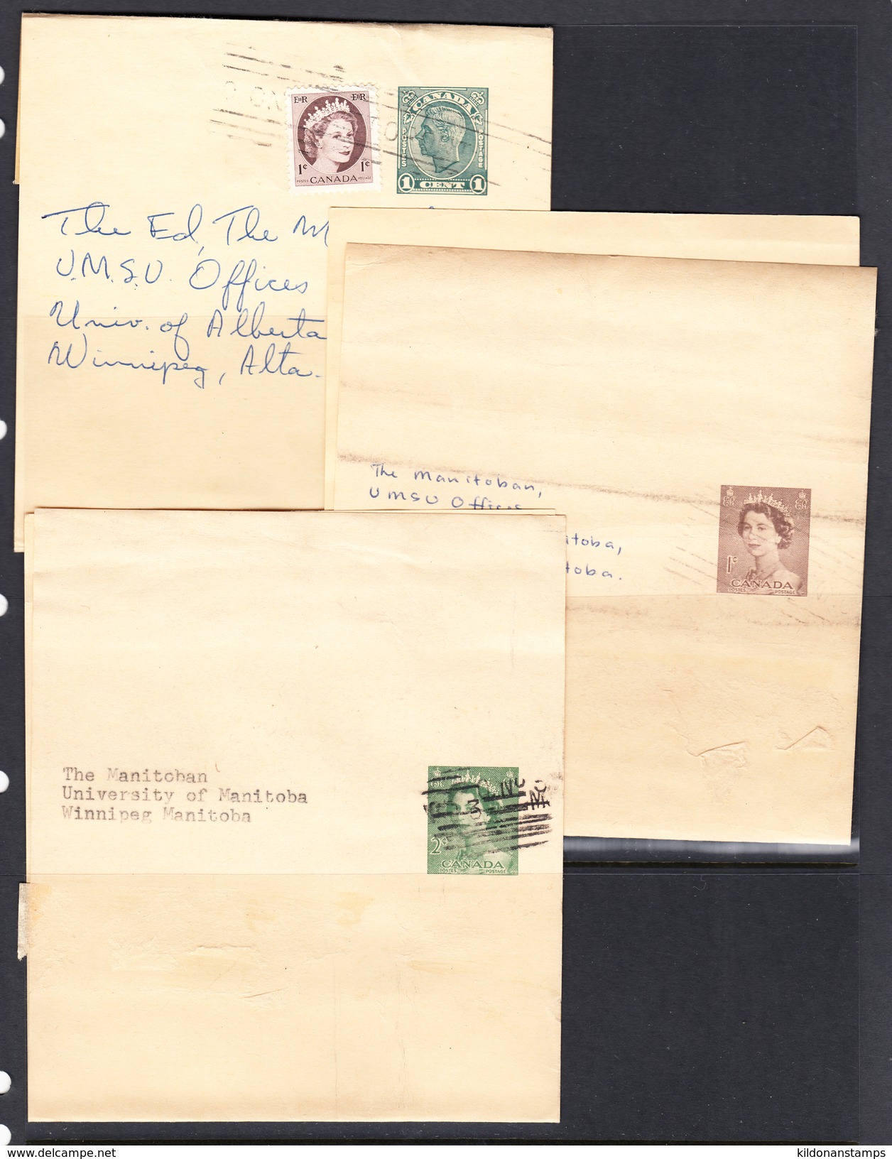 Canada 1938-54 Postal Wrappers, Cancelled, Sc# PB28,PB32-33 - 1953-.... Reign Of Elizabeth II