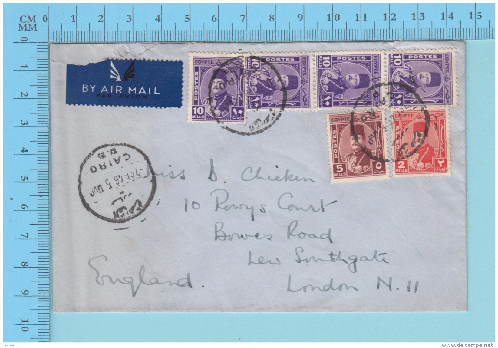 Cairo - 1946 By Air Mail To London England Cover "arabian" 7 Sept. 1946 - Lettres & Documents