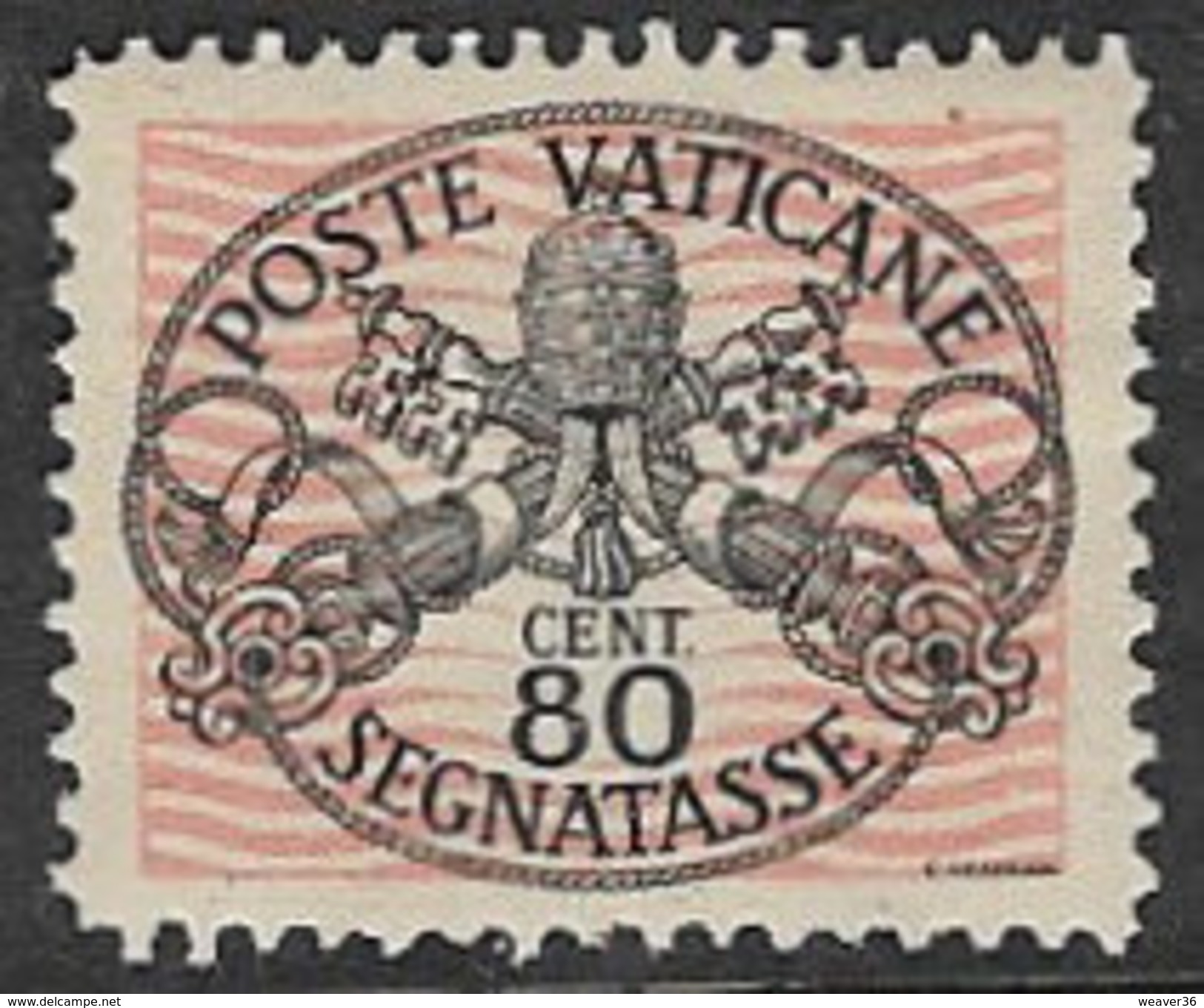 Vatican SG D109B 1945 Postage Due 80c Second Printing Mounted Mint [31/28119/7D - Unused Stamps