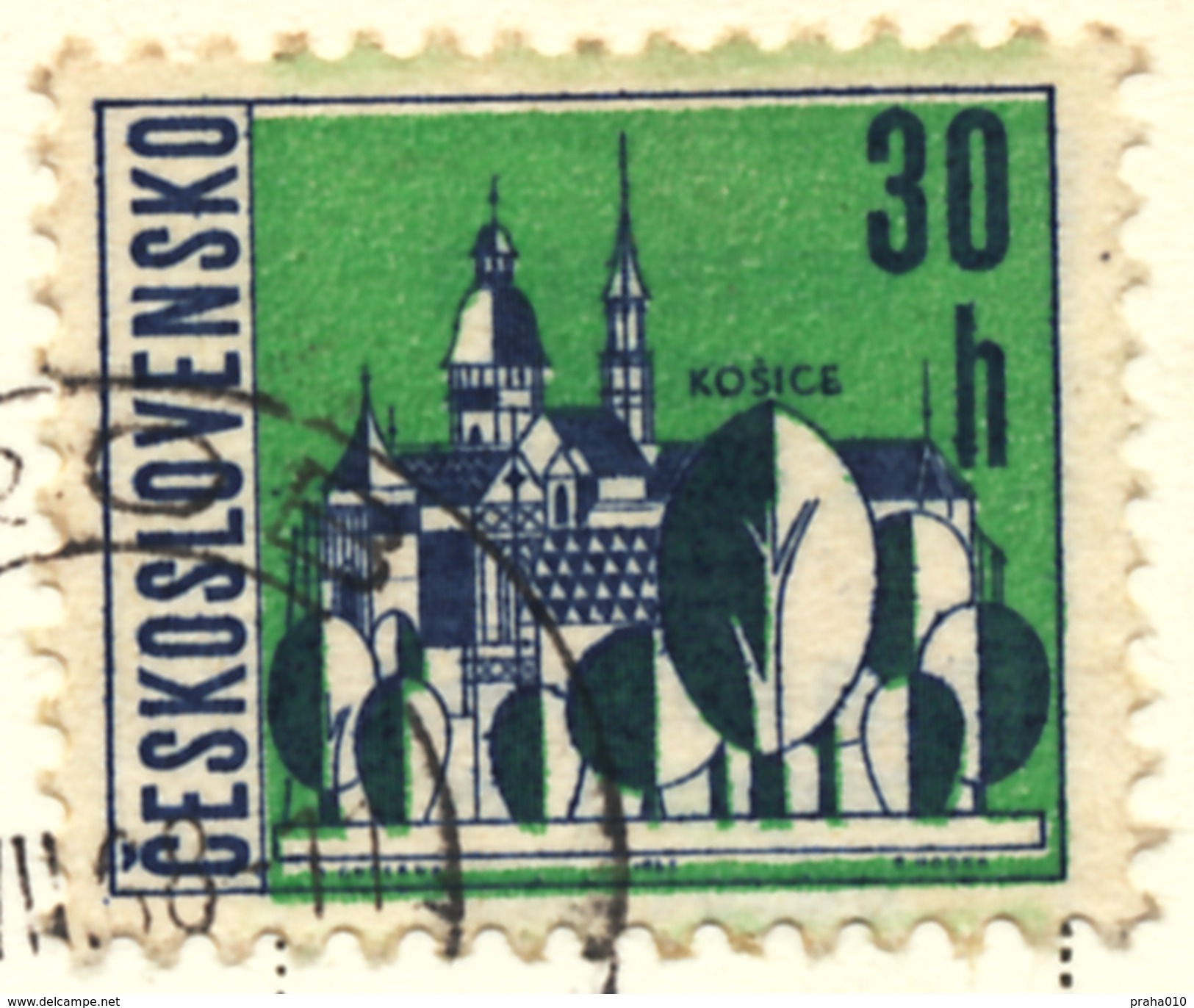 L1935 - Czechoslovakia (1968) Hrob (postcard: The Ore Mountains, Mikulov) Stamp: City Kosice (shifting Color) - Plaatfouten En Curiosa