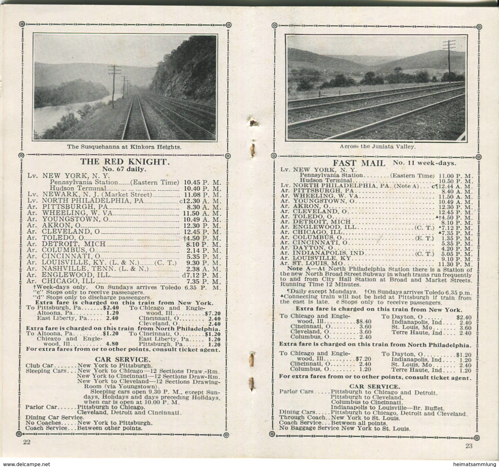 Time Table 1929 - Pennsylvania Railroad - The Broad Way To The West - Fahrplan - 42 Seiten Mit 22 Abbildungen - Monde