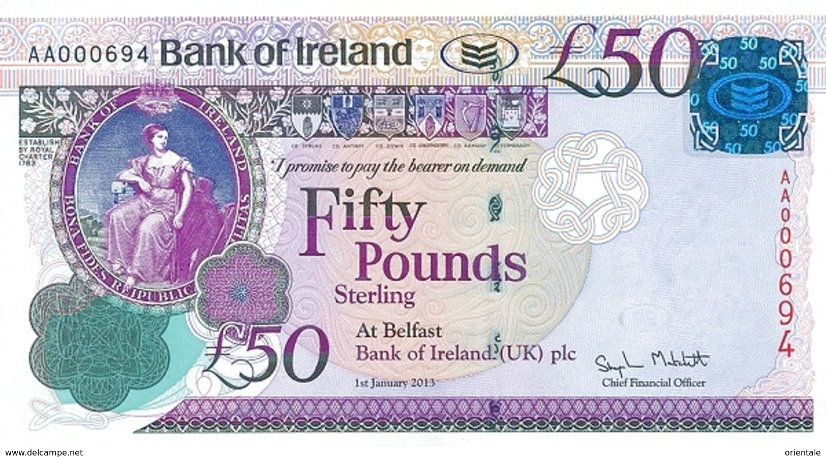 NORTHERN IRELAND P.  89 50 P 2013 UNC - 20 Pounds