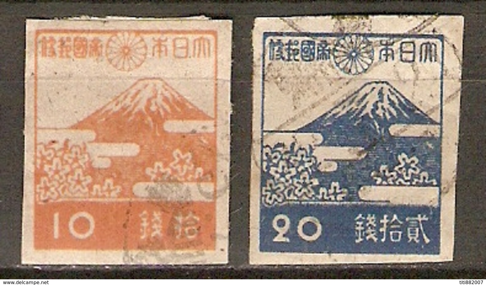 JAPON   -   1945 .  Y&T N° 346 / 347 Oblitérés  .  Mont Fuji. - Oblitérés