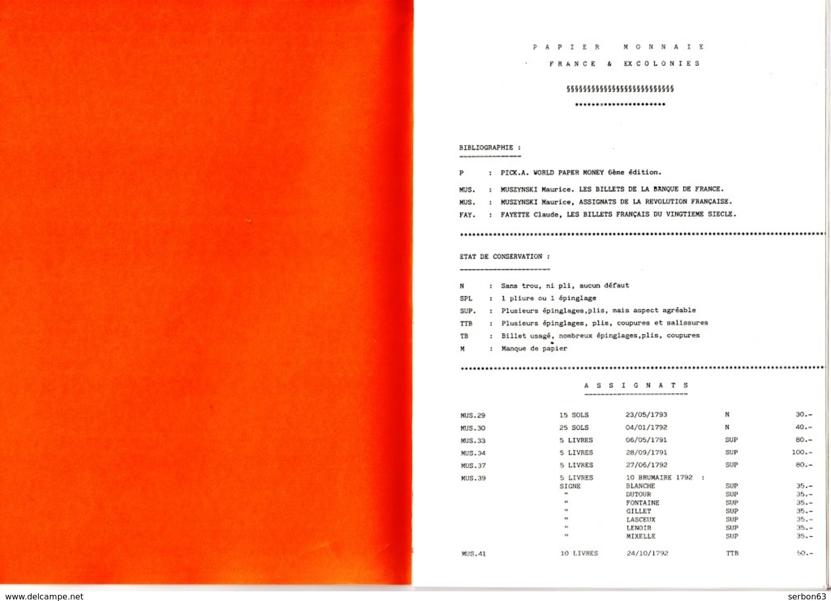 1 CATALOGUE 1992 COLLECTION PAPIER MONNAIE FRANCE ET ETRANGER 21X15cm EDITIONS NUMIS'AISNE 36 PAGES - Francese