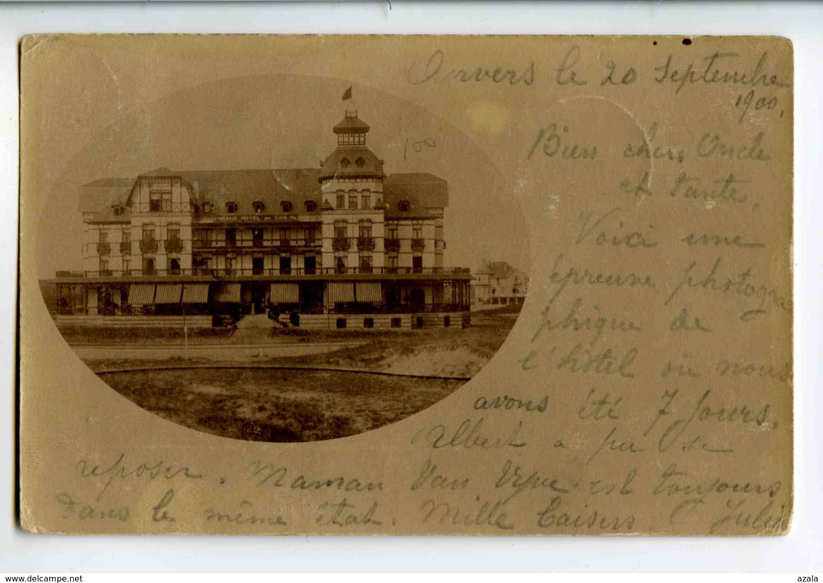 A 18832   -   Carte Photo à Identifier  -  Hôtel  -  Expédiée à Anvers Vers Namur En 1900 - Autres & Non Classés