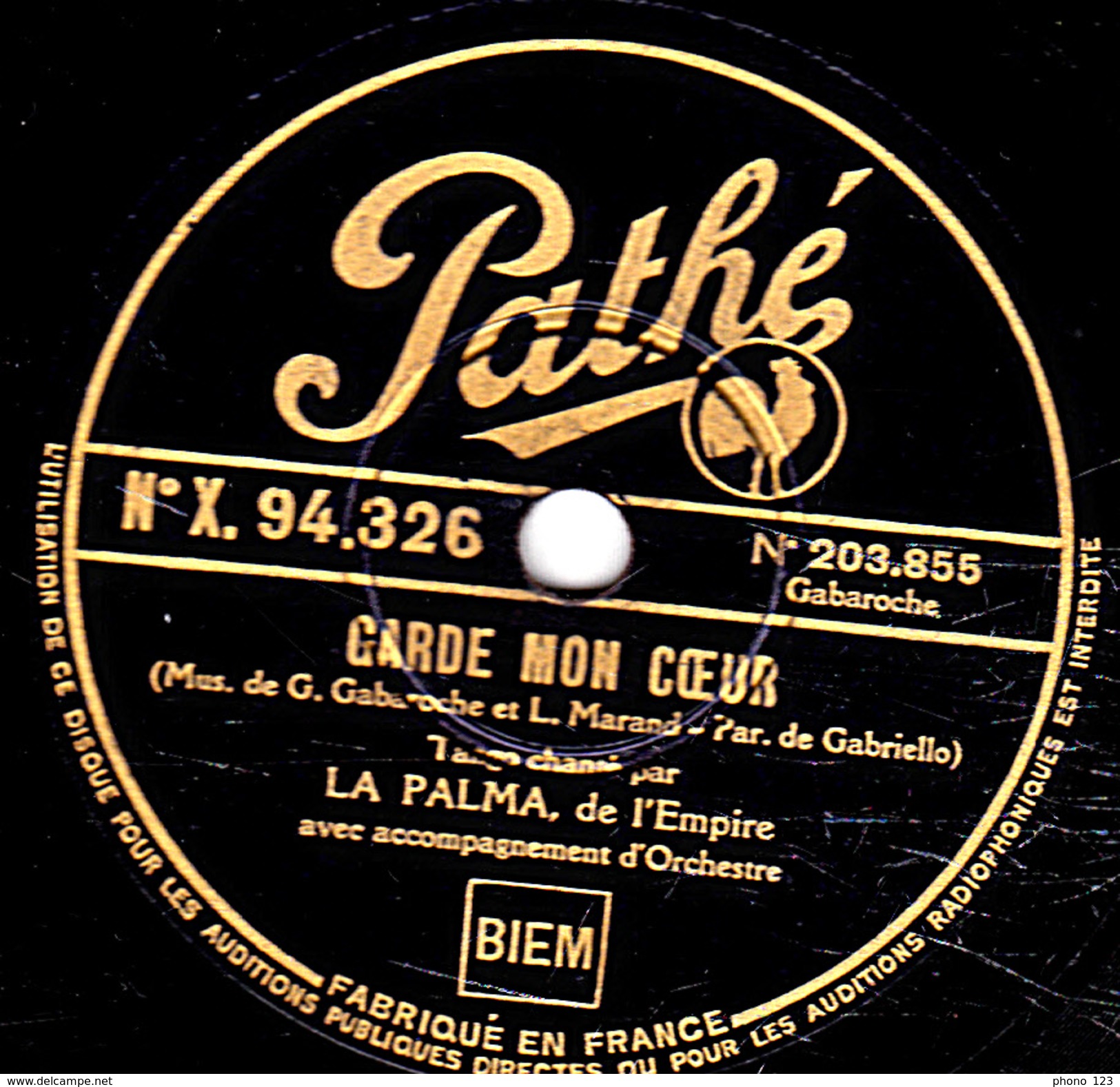 78 T. - 25 Cm - état  M -  LA PALMA - AVANT D'ÊTRE CAPITAINE - GARDE MON COEUR - 78 T - Disques Pour Gramophone