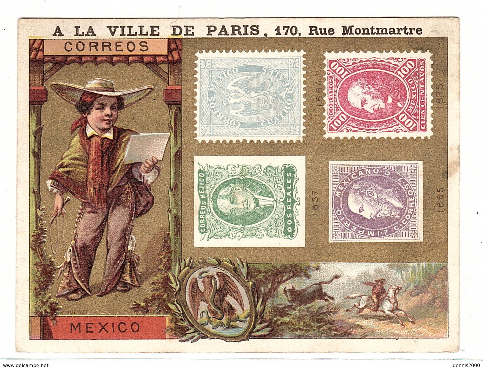 CHROMO MAGASIN A LA VILLE DE PARIS - MEXICO - REPRESENTATION DE TIMBRES MEXICAINS - CORREOS - Altri & Non Classificati