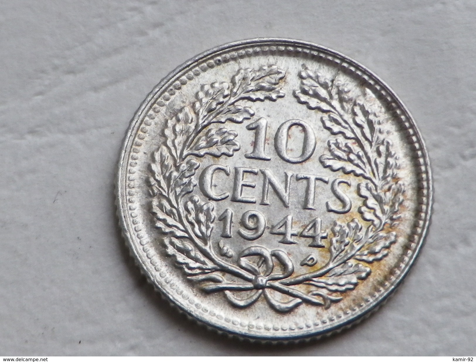 Pays Bas 10 CENTS 1944  P     KM #163  Argent0.640      SUP - 10 Cent