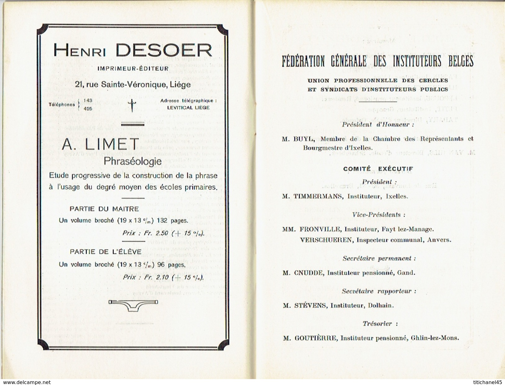 LIEGE 1924 - Guide Pratique Publié Par Le Syndicat Des Anciens Normaliens De Liège- 38 Pages - Imprimerie H. DESOER - Belgique