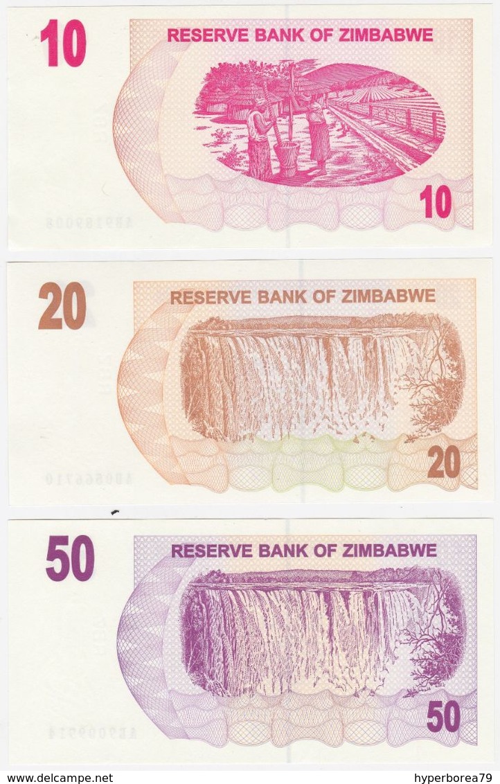 Zimbabwe SET - 10 20 50 Dollars 1.8.2006 BEARER CHEQUE - UNC - Zimbabwe