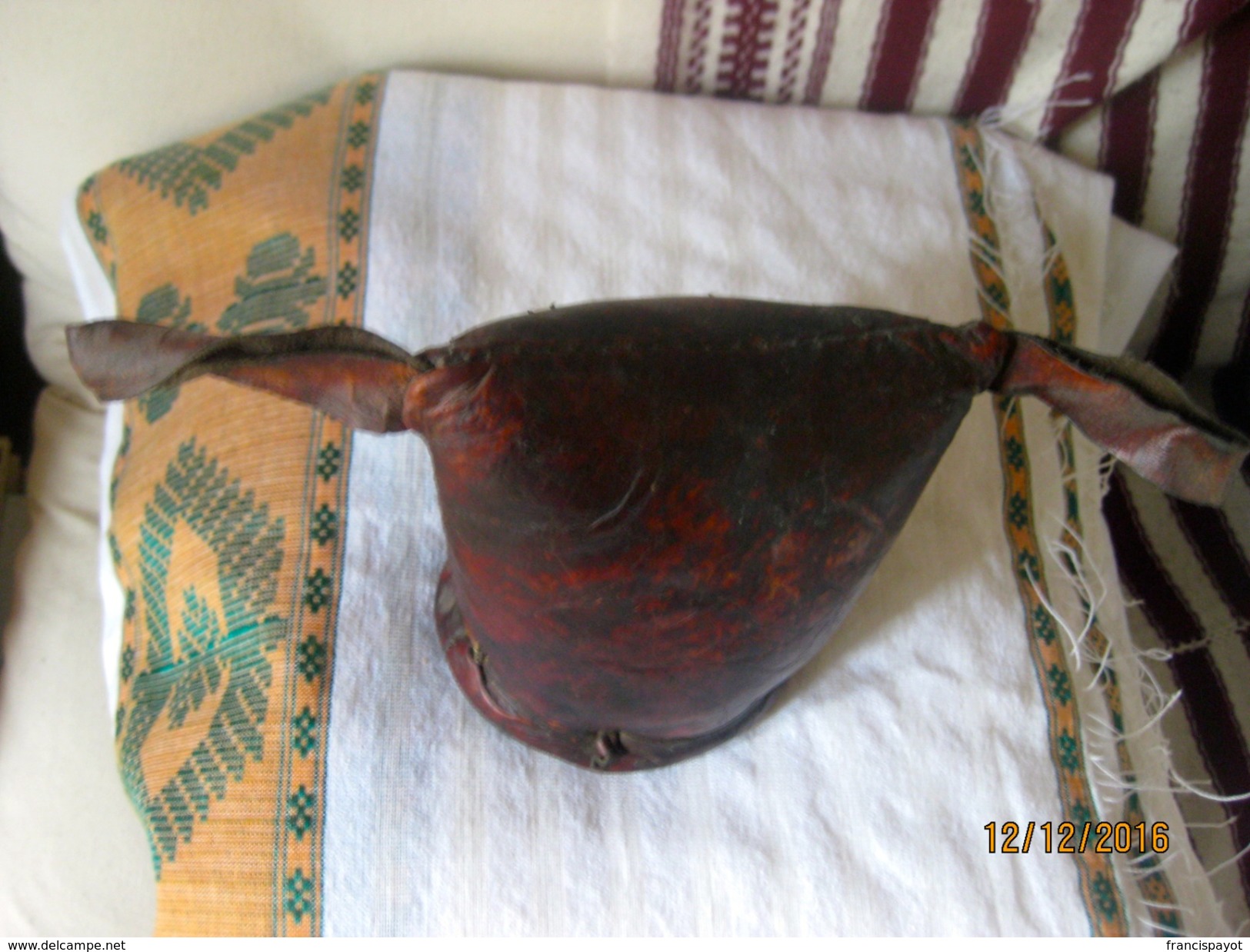 Ethiopia: Headrest /appui-tête Gurage En Cuir - Art Africain