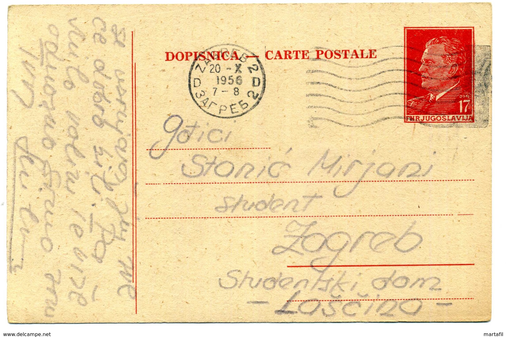 1956 JUGOSLAVIA DOPISNICA CARTE POSTALE VIAGGIATE - Interi Postali