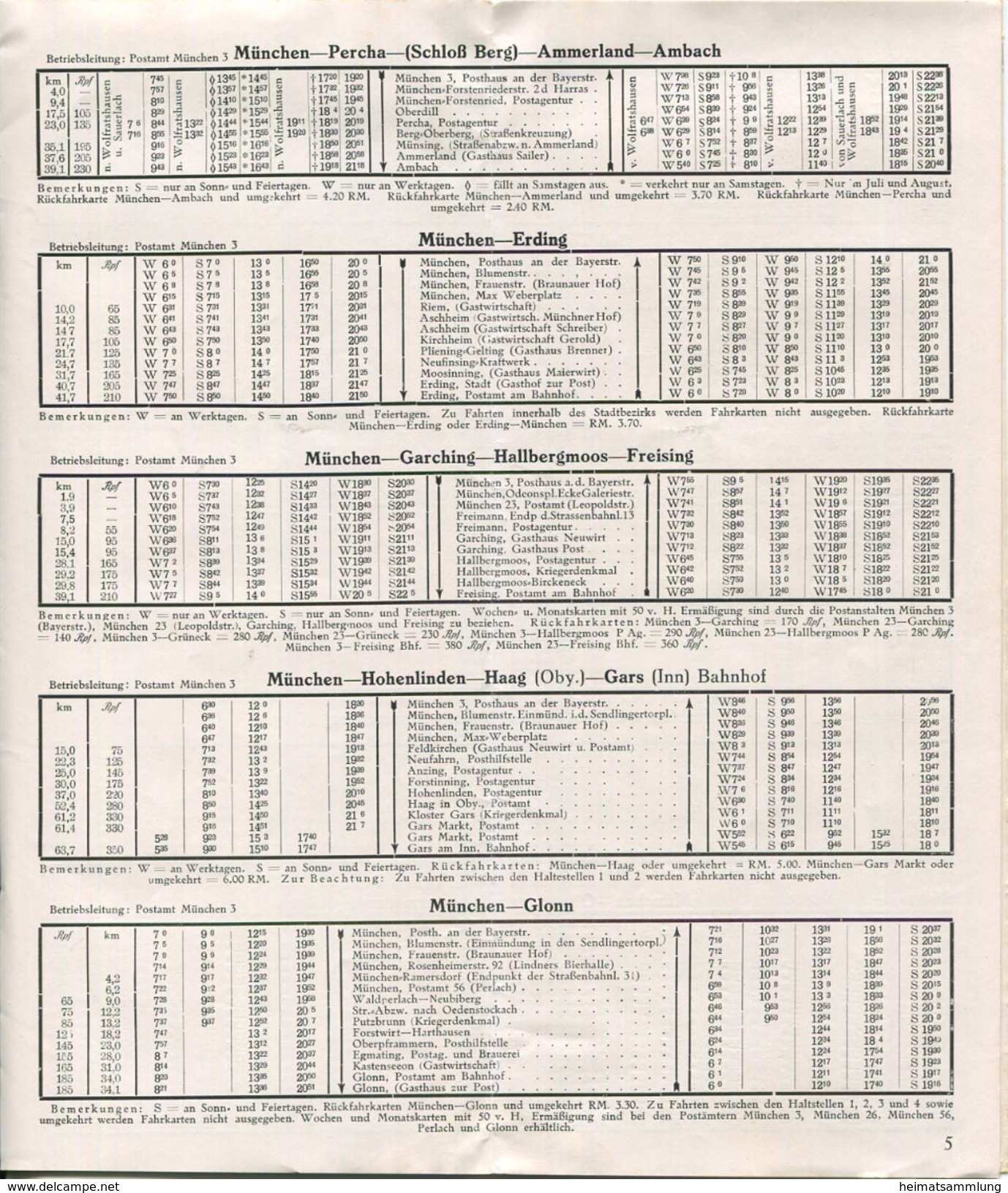 Bayrisches Hochland - Sommer-Fahrplan 1931 - Kraftpostlinien Der Oberpostdirektion München - 20 Seiten - Europa