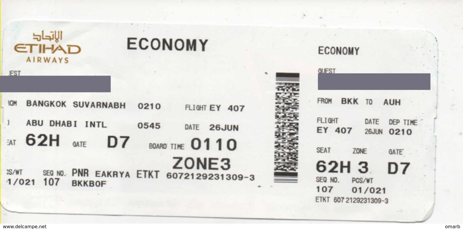 Alt970 Carta Imbarco Boarding Pass Flight Ticket Volo Airline Biglietto Aereo Alitalia Etihad Airways Milan Abu Dhabi - Europe