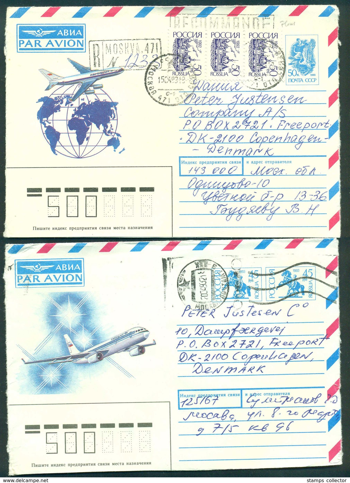 Russia. 6 Air Mail Letters To Denmark. - Lettres & Documents