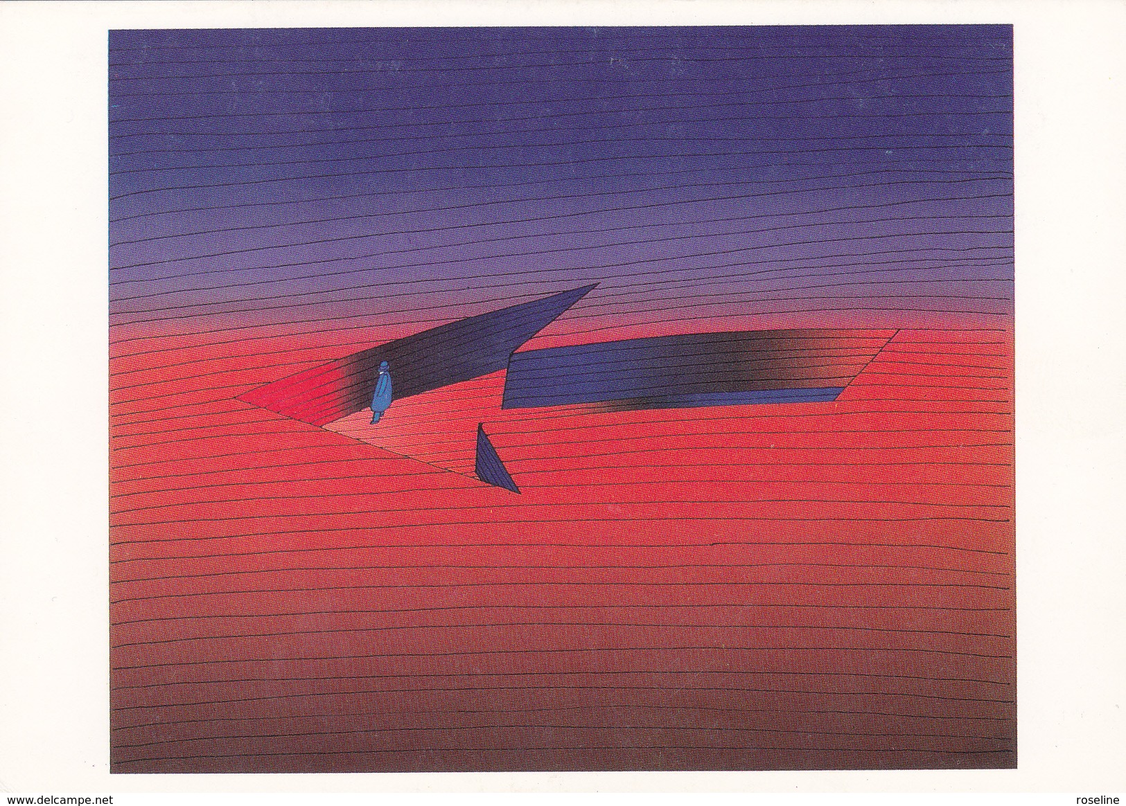 FOLON  Ed Blue Shadow  -  Le Chemin  - CPM  10,5x15  TBE  1987  Neuve - Folon
