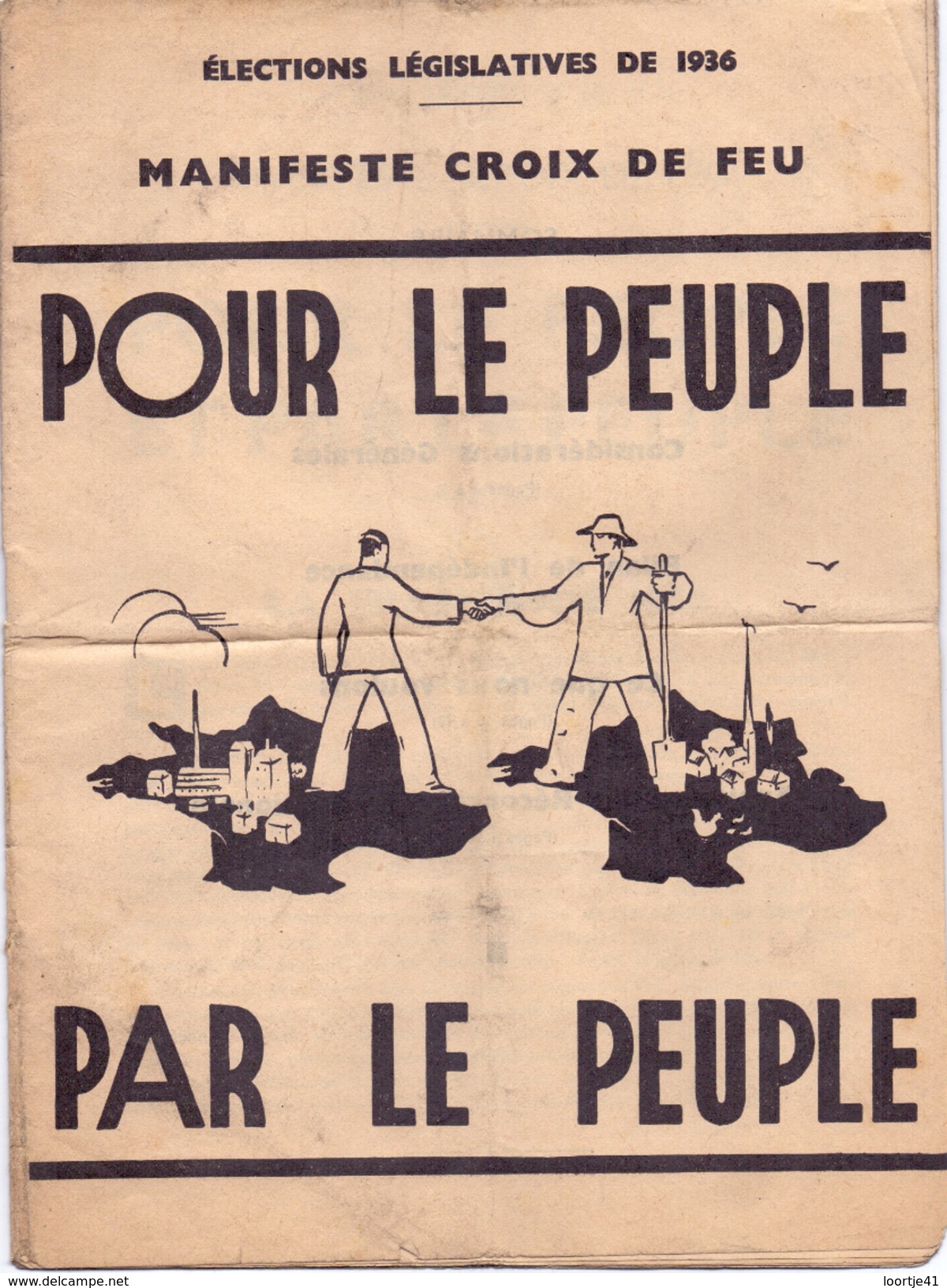 Brochure Politique - Manifeste Croix De Feu - Elections 1936 - Pour Le Peuple - Par Le Peuple - - Programmes