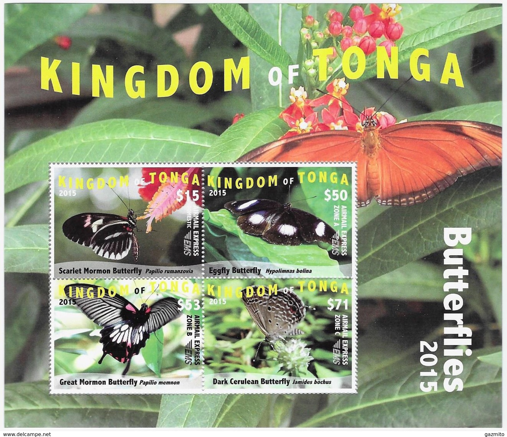 Tonga 2015, Butterfly I And II, 4val In BF - Tonga (1970-...)