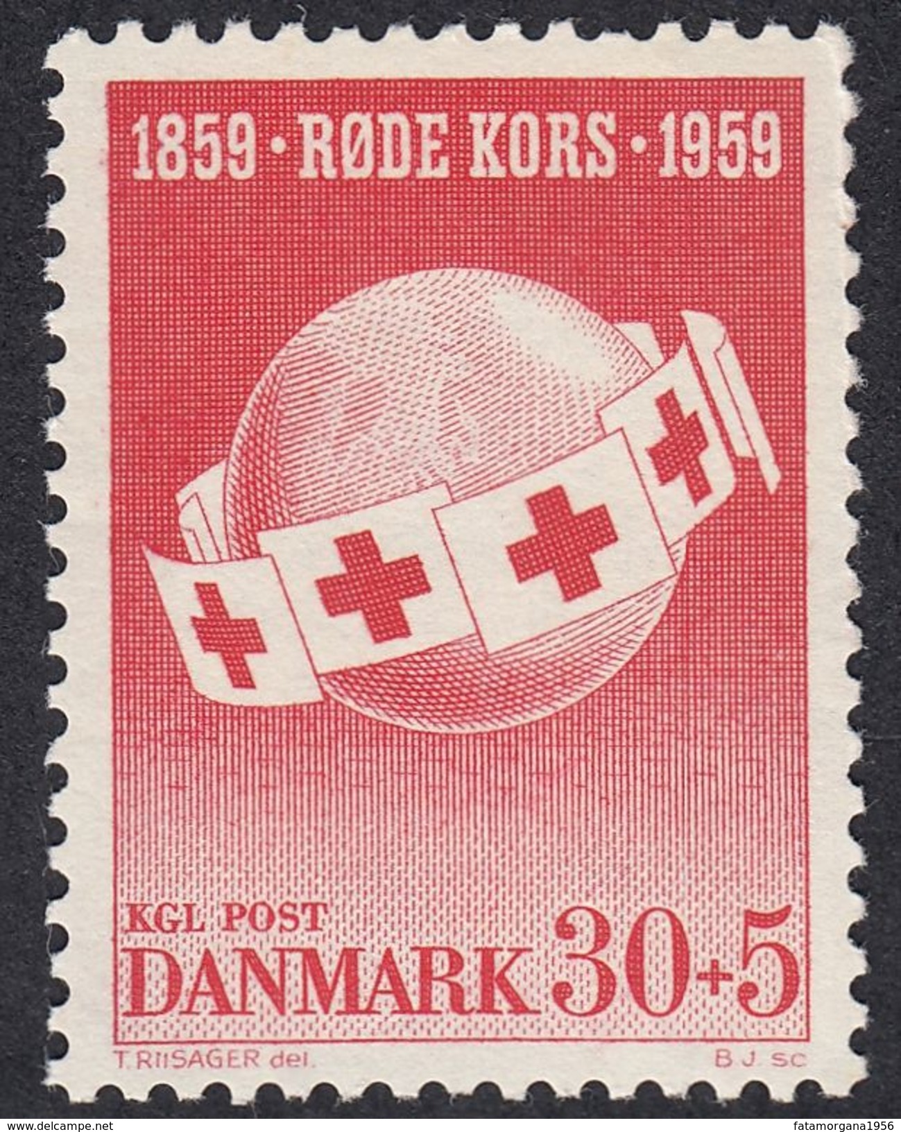 DANIMARCA Danemark Denmark Danmark - 1959 - Yvert 383, Croce Rossa, Nuovo Senza Tracce Di Linguella MNH - Nuevos