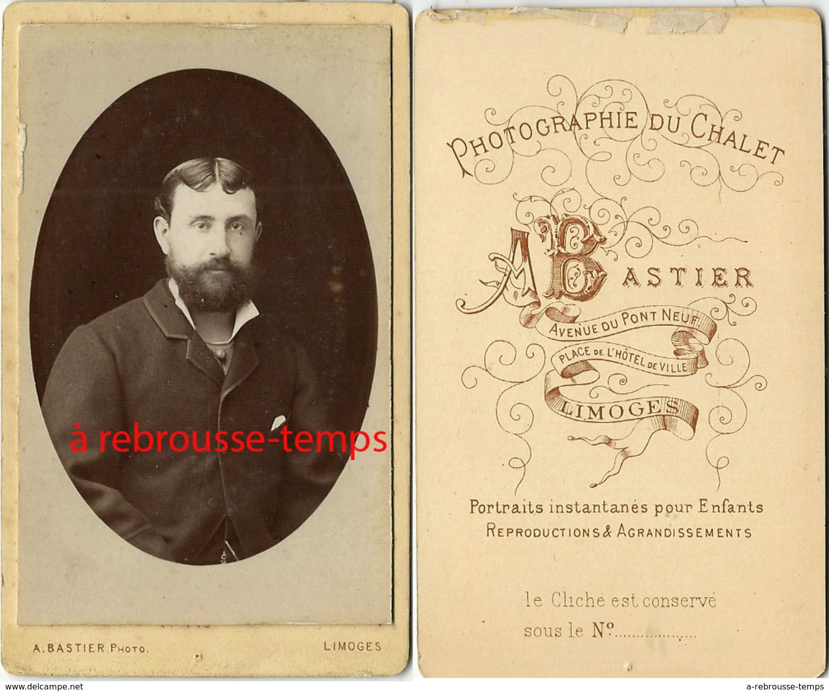 CDV Un Original: Col Ouvert-artiste? Sportif? Portrait Homme Stylé-photographe A. Bastier Avecue Du Pont Neuf à Limoges - Anciennes (Av. 1900)