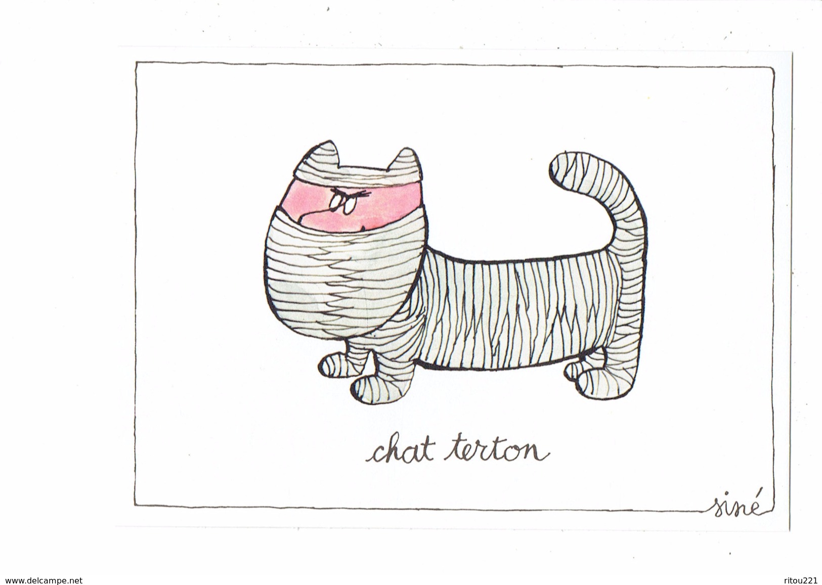 Cpm - Illustration Signé SINE - Chat Terton Chaterton Bandage - Jeu De Mot - 1980 - Sine