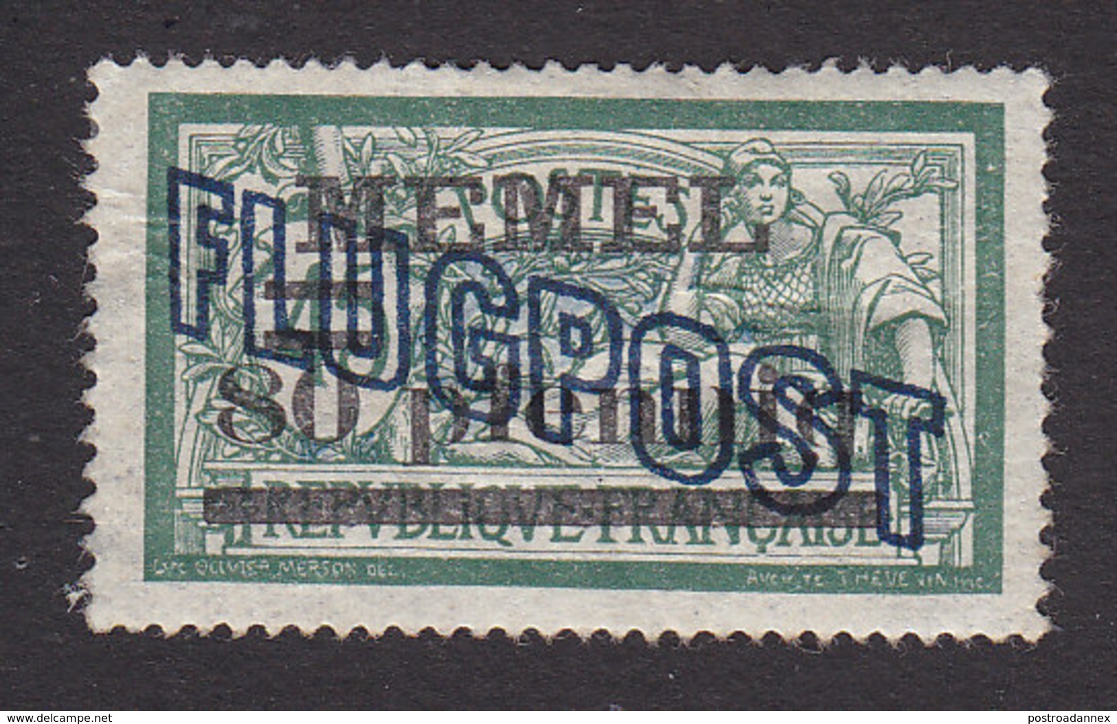 Memel, Scott #C2, Mint Hinged, French Stamp Surcharged, Issued 1921 - Unused Stamps