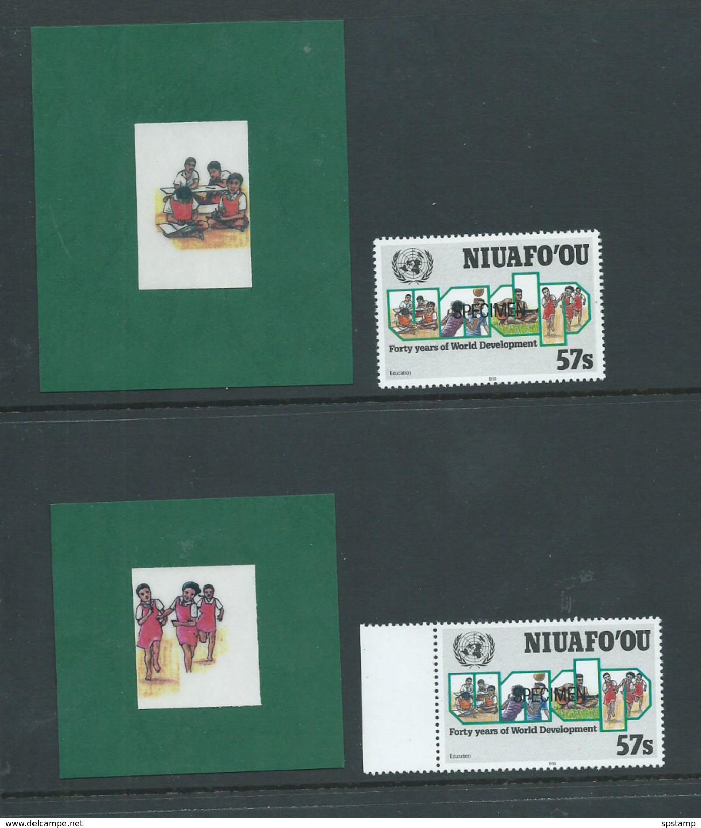 Tonga Niuafo´ou 1990 United Nations Education Paste Up Proofs Of Vignette X 2 - Tonga (1970-...)