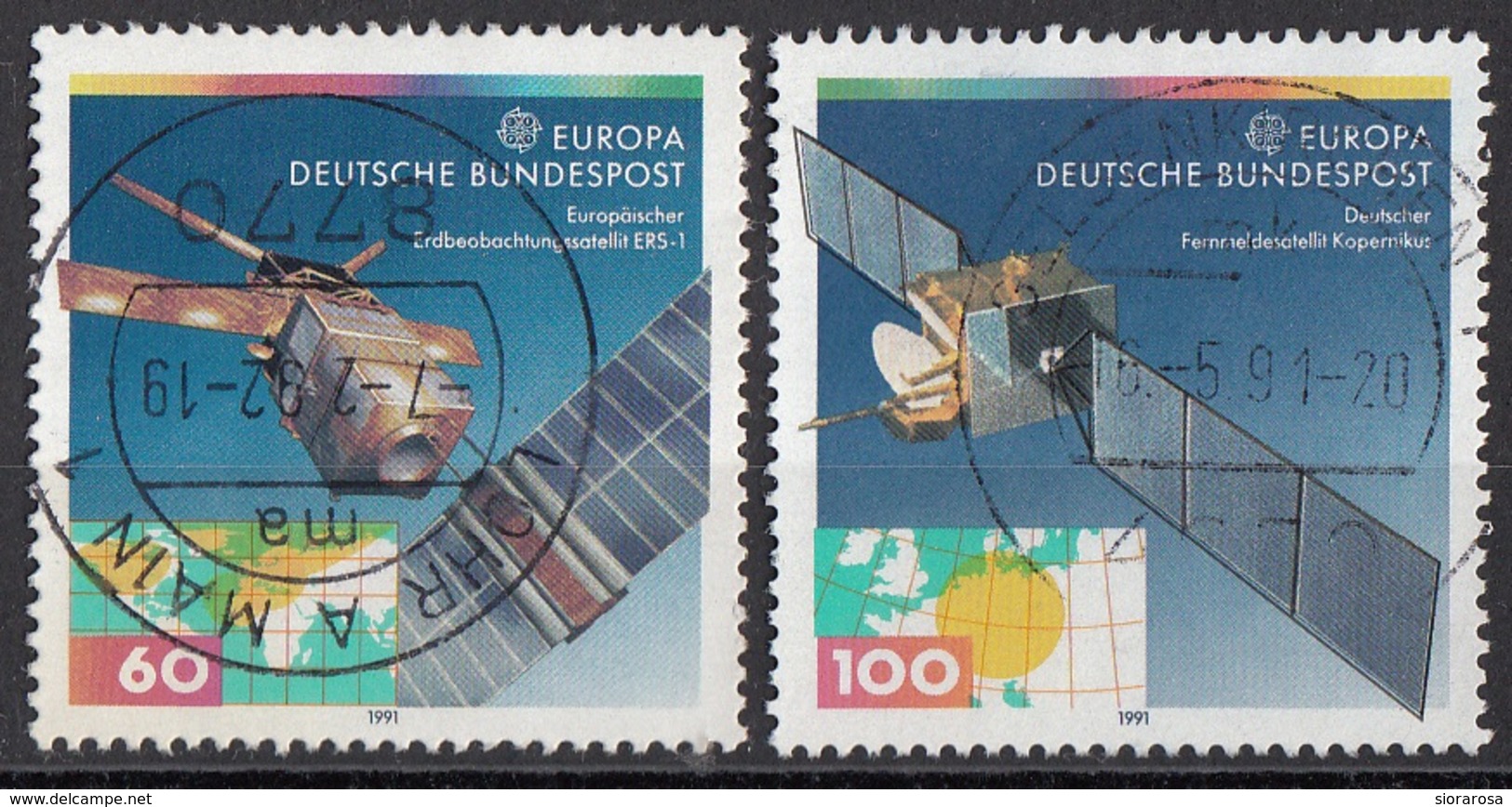 1642 Germania 1991 Europa CEPT Satelites Copernicus Copernico ERS-1 Astronomia Spazio Astronautica Bundespost Viaggiato - Europe