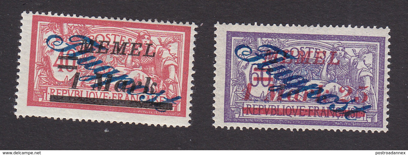 Memel, Scott #C10-C11, Mint Hinged, French Stamp Surcharged, Issued 1922 - Unused Stamps