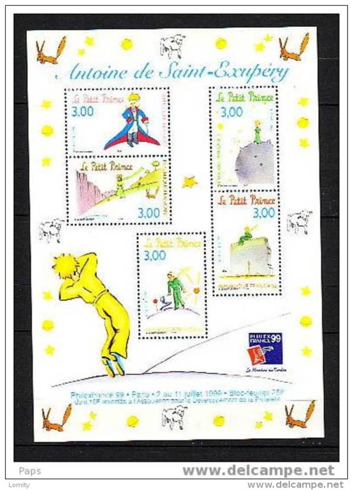 FRANCE Bloc  N° 20  Philex France 1999 Antoine De Saint Exupery Luxe** était Vendu 3.81&euro; Par La Poste Cote 9&euro; - Neufs