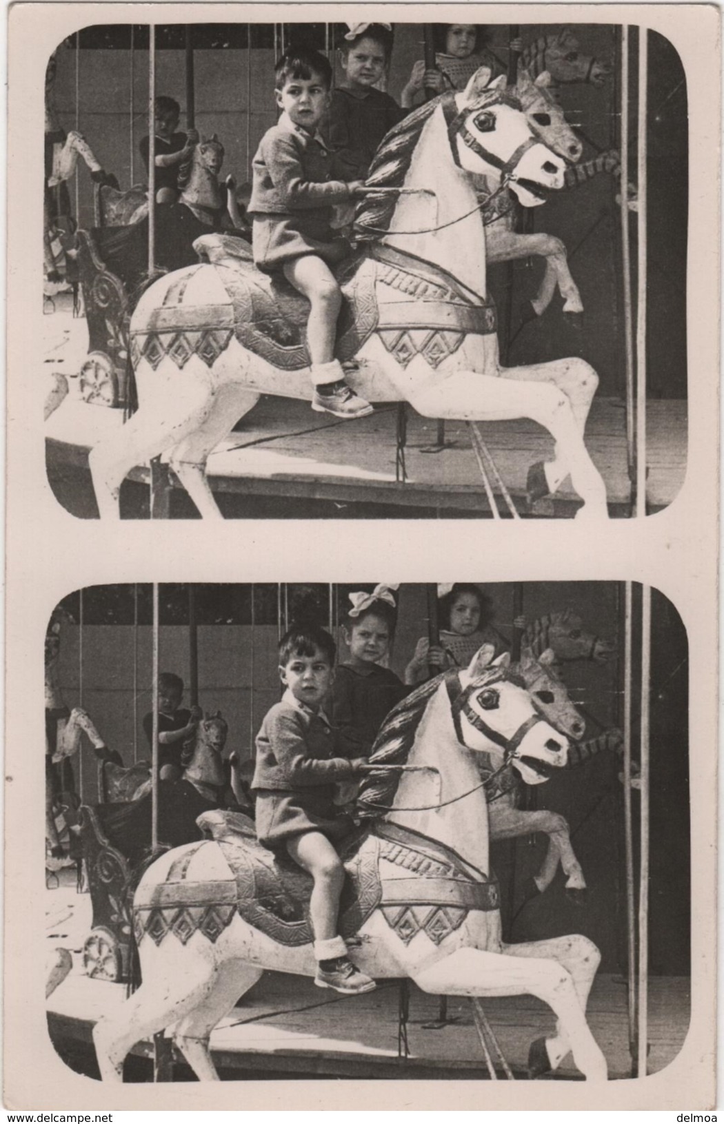 Photo Originale Stereo Manège Chevaux De Bois Fête Foraine Cheval - Photos Stéréoscopiques