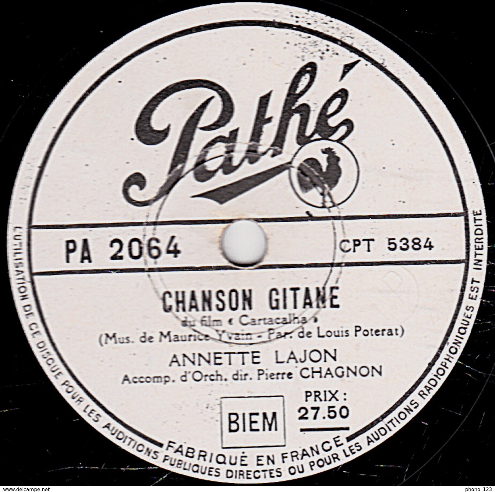78 T. - 25 Cm - état  B - ANNETTE LAJON - POURQUOI T'EN ALLER... - CHANSON GITANE - 78 T - Disques Pour Gramophone