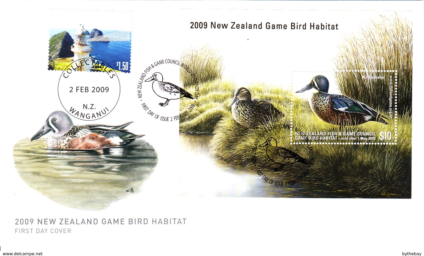 New Zealand 2009 FDC Souvenir Sheet $10 NZ Shoveler Fish And Game Council Game Bird Habitat - FDC