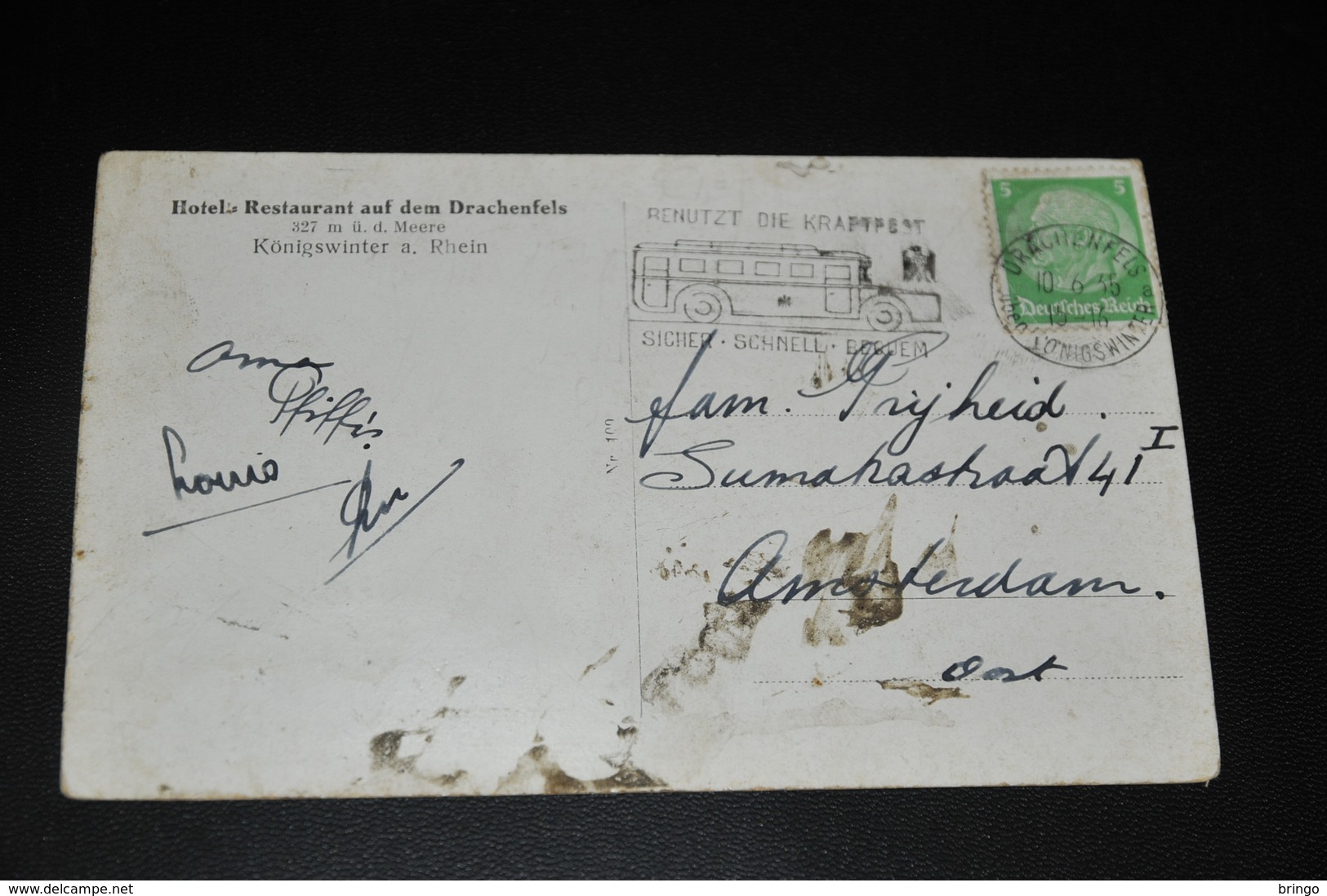 357- Petersberg, Drachenburg Und Drachenfels Mit Stempel: Benutzt Die Kraftpost, Sicher, Schnell, Bequem - Koenigswinter